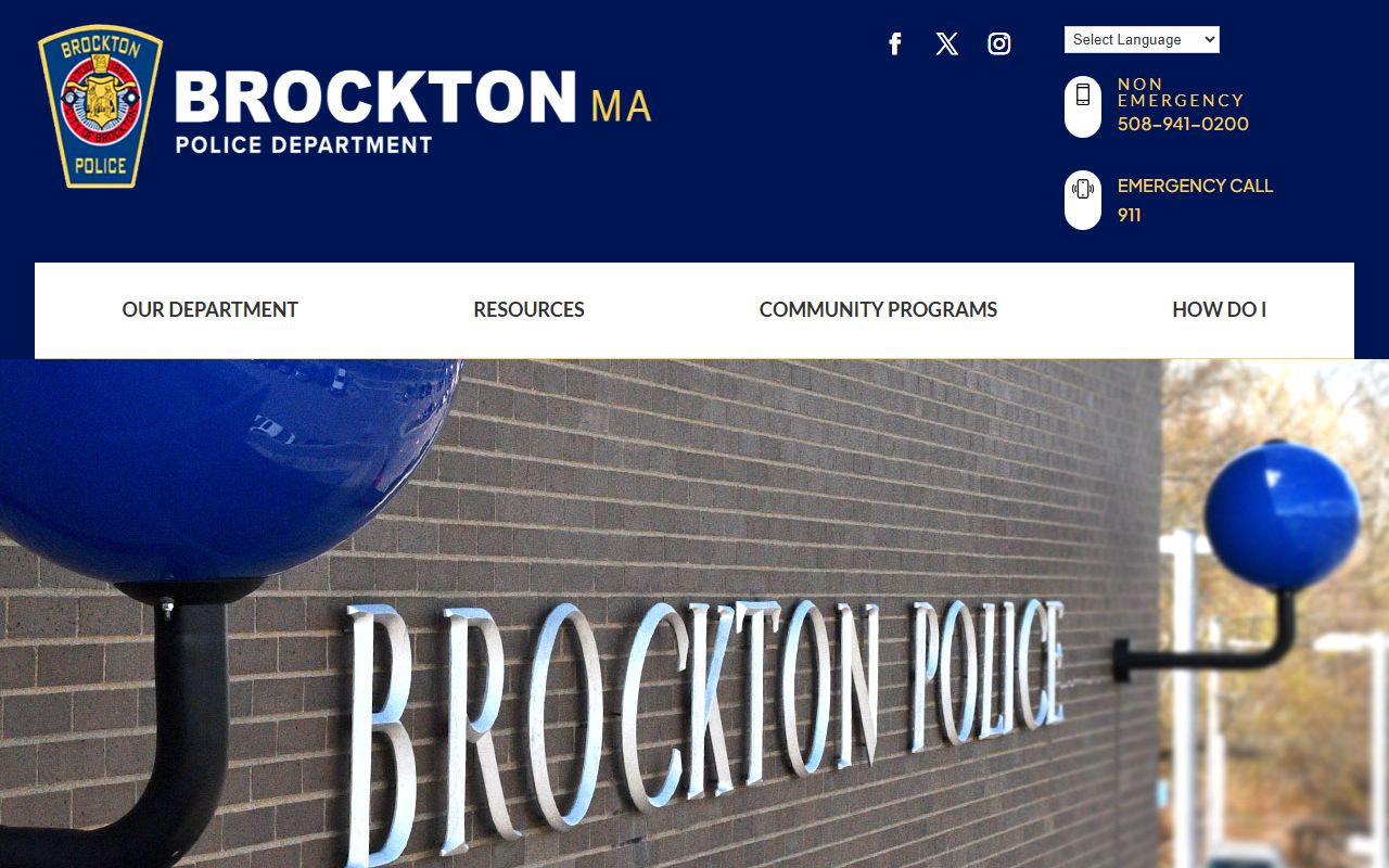 Brockton Police Department website for Brockton public records