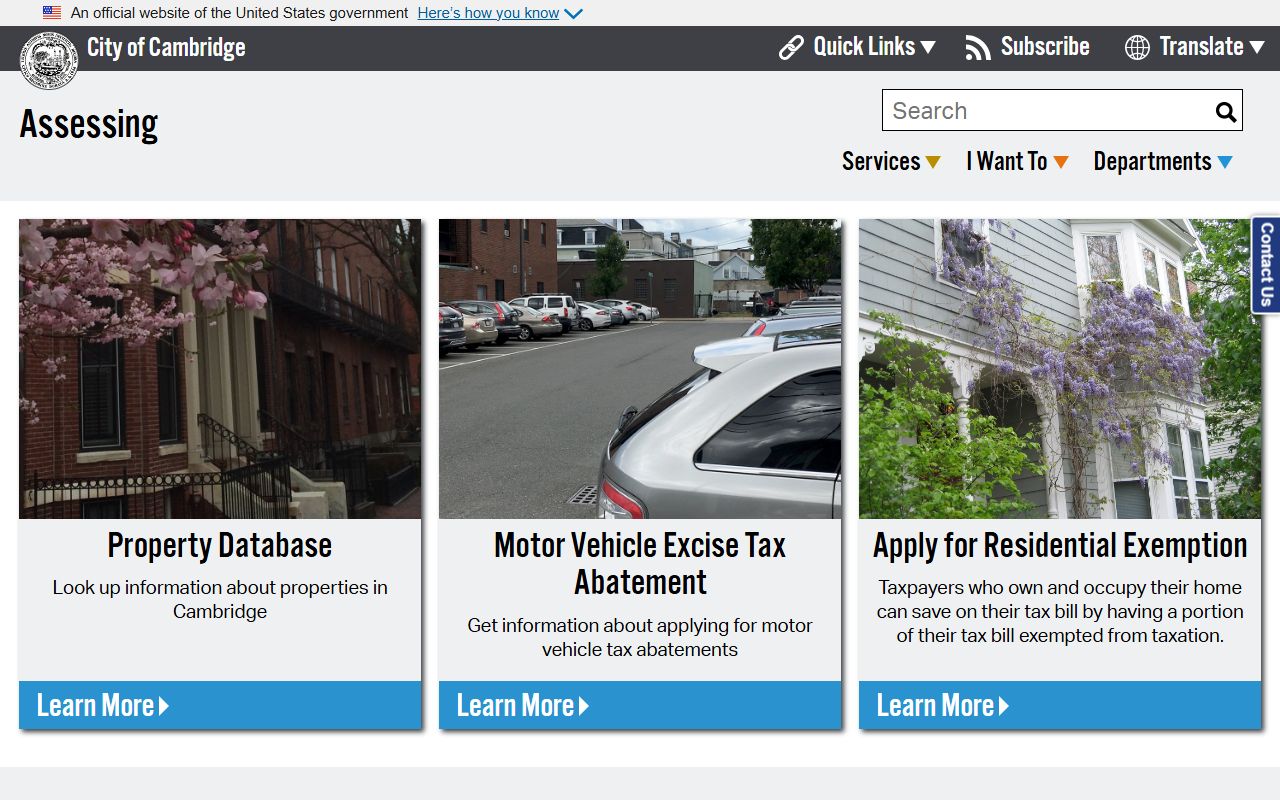 Cambridge Assessing Department property lookup for Cambridge public records