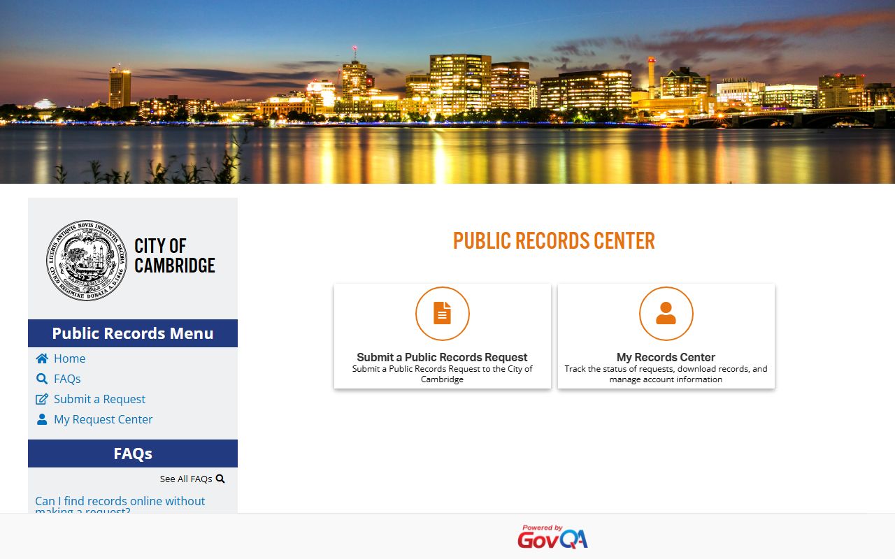 Cambridge public records request portal for Cambridge public records