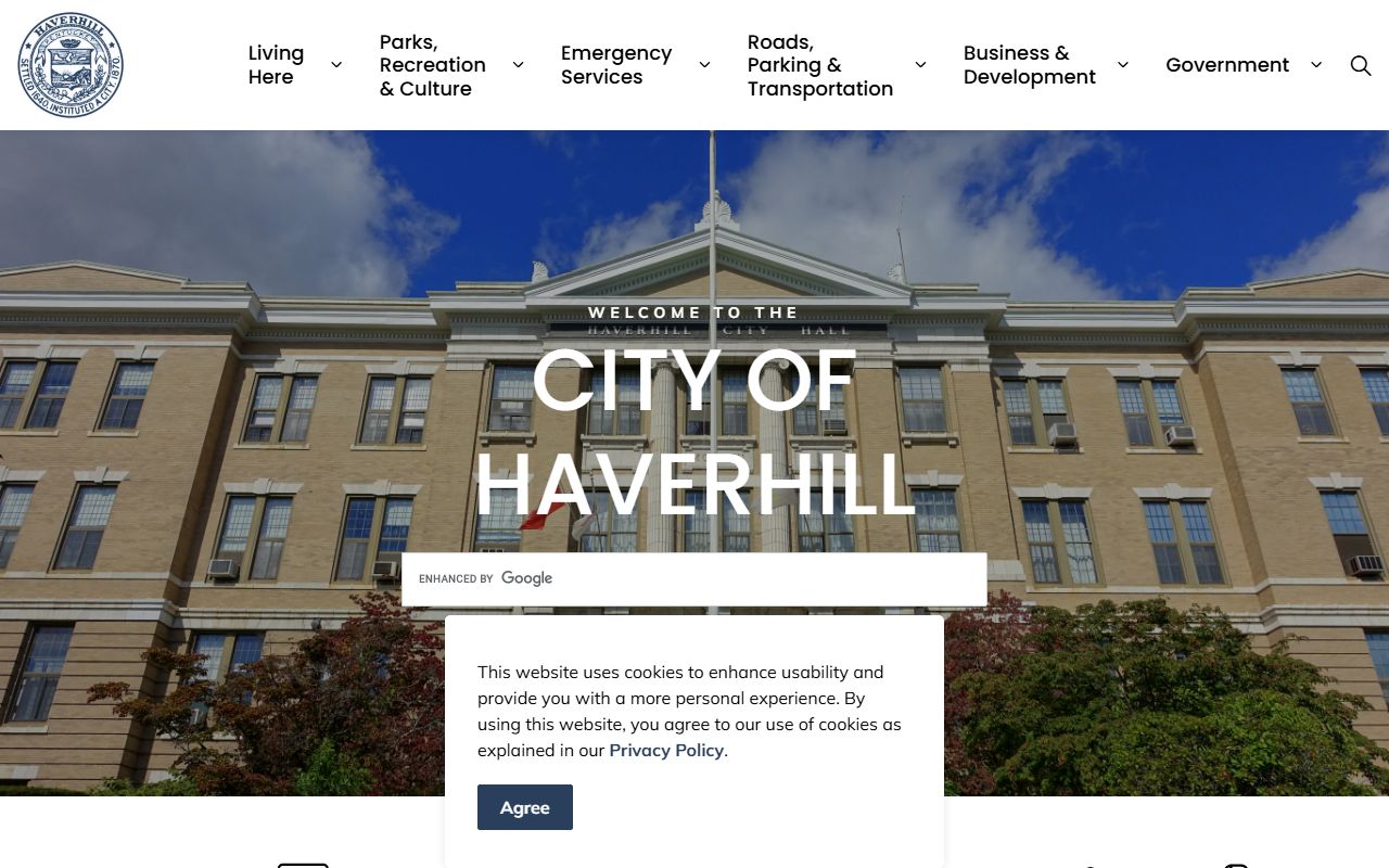 Haverhill city website with City Clerk and public records information