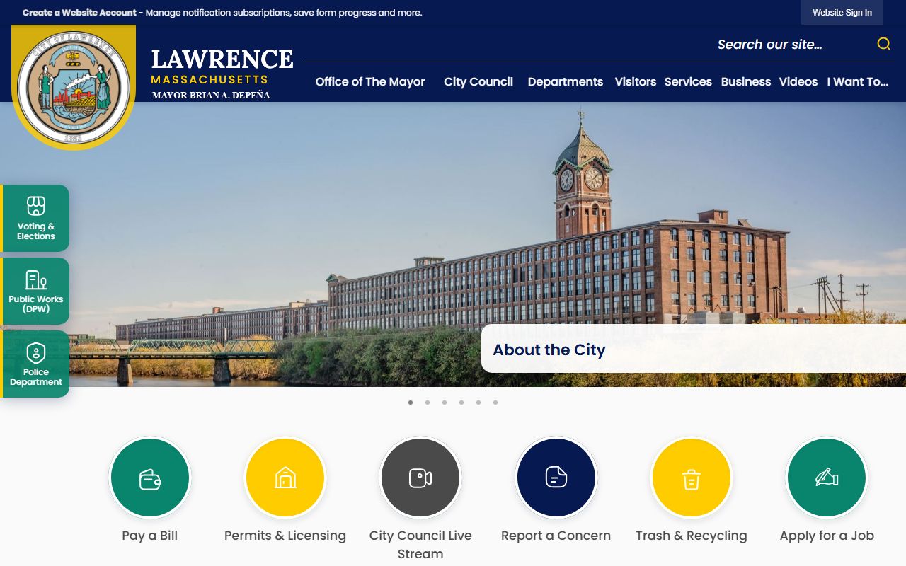 Lawrence city website for public records and city clerk contact